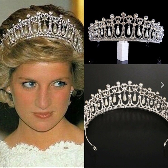 Princess Diana Teardrop Pearl & Crystal Tiara main image 10